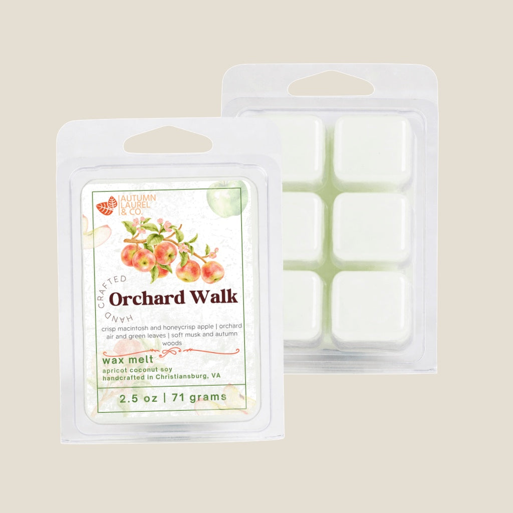 Orchard Walk wax melt clamshell by Autumn Laurel & Co., handcrafted in Virginia