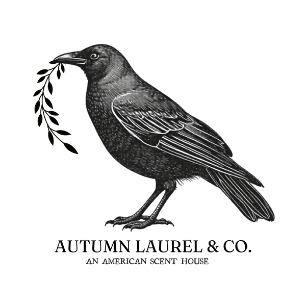 Logo:  Black and white illustration of a crow holding an olive branch with 'Autumn Laurel & Co.' text below.