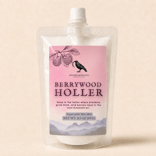 Berrywood Holler wild berry squeezable wax melt in a 3.5 oz pouch
