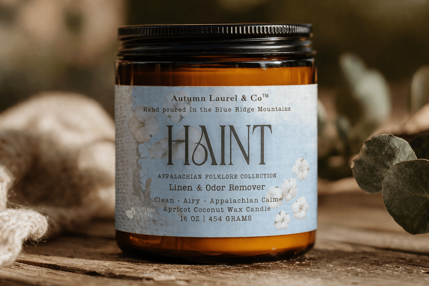 Haint Candle | Appalachian Folklore Linen Scent - Autumn Laurel