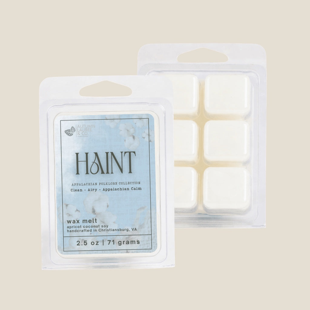 Haint wax melt clamshell by Autumn Laurel & Co., handcrafted in Virginia