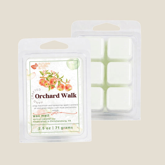 Orchard Walk wax melt clamshell by Autumn Laurel & Co., handcrafted in Virginia