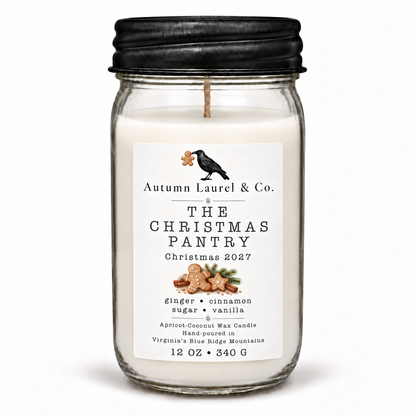 The Christmas Pantry 12 oz mason jar Christmas candle