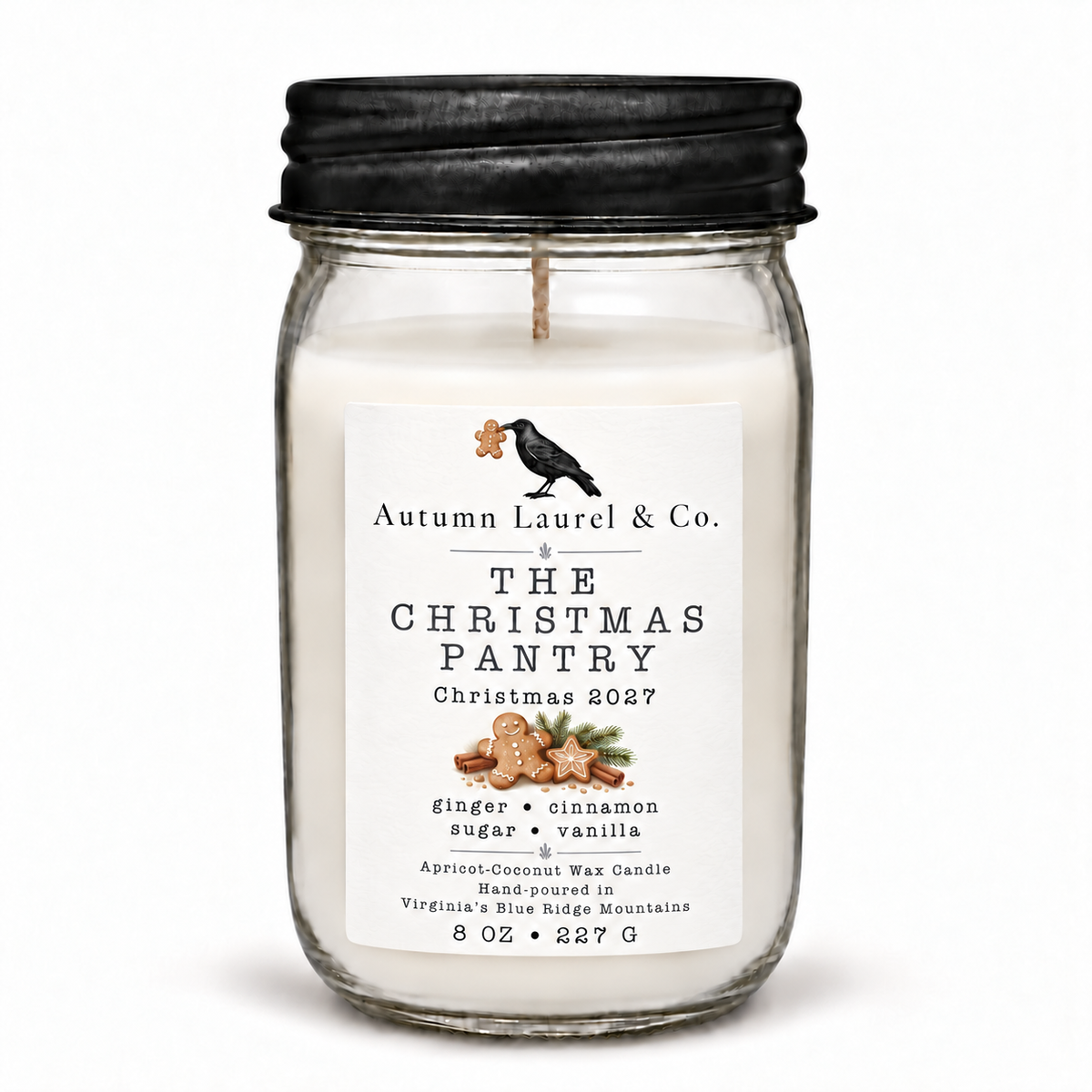 The Christmas Pantry 8 oz mason jar Christmas candle