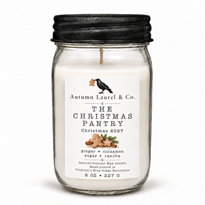 The Christmas Pantry 8 oz mason jar Christmas candle